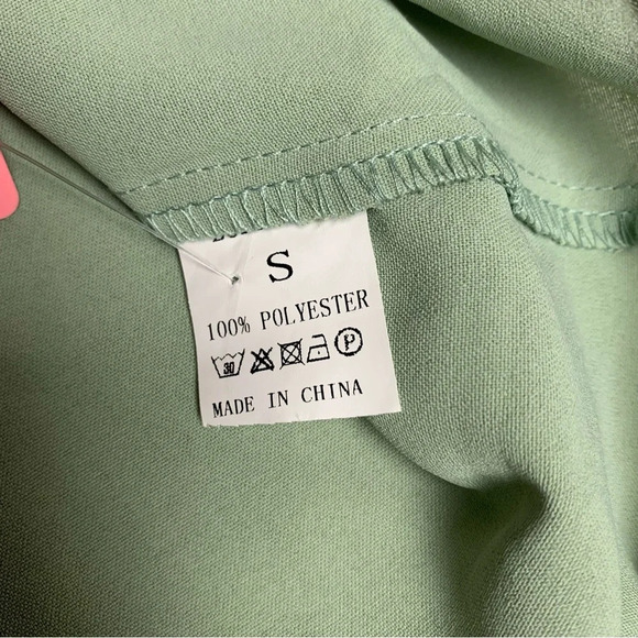 Mint Green Blouse with Lace Sleeves - Picture 2 of 4